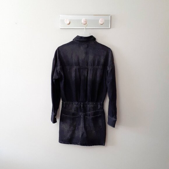 NWOT Zara black denim mini shirt dress, XS - Picture 7 of 9